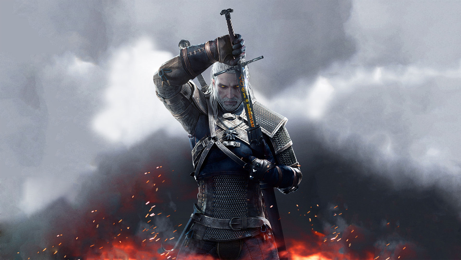 Geralt e sua espada witcher